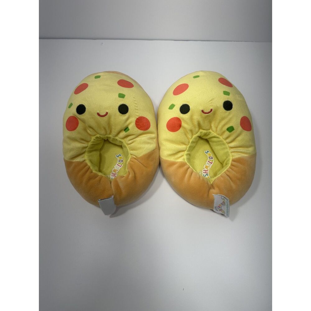 Squishmallows Pizza Plush Slippers Kids Size 4/5 Yellow Soft Cozy House Shoes